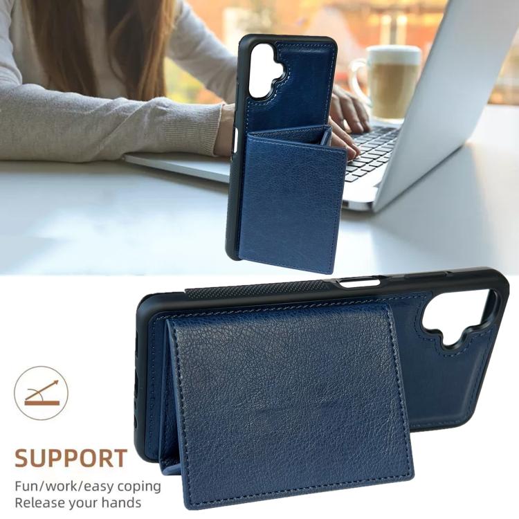 For Samsung Galaxy A06 4G / 5G Solid Color Metal Buckle Card Slots Bag Phone Case