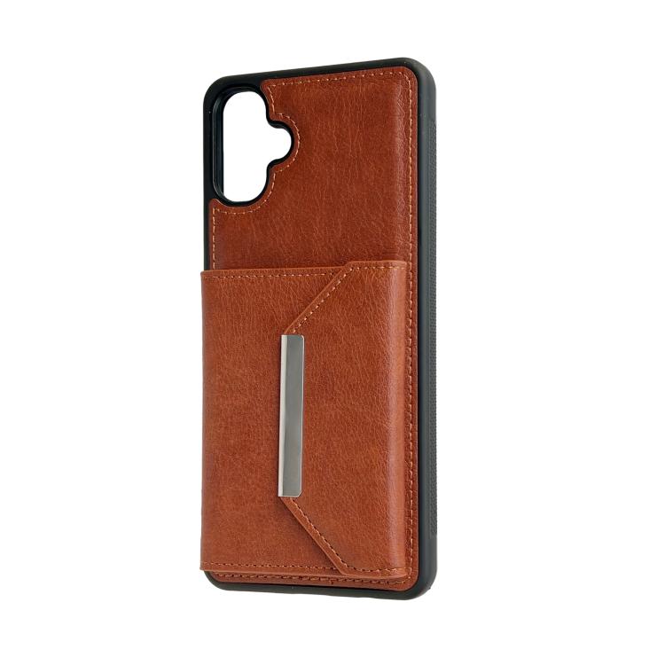 For Samsung Galaxy A06 4G / 5G Solid Color Metal Buckle Card Slots Bag Phone Case