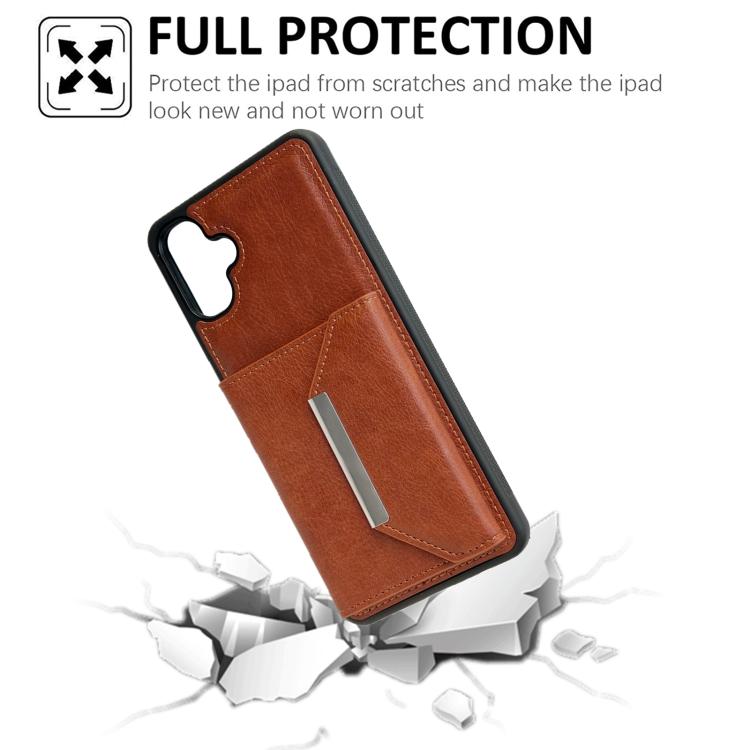 For Samsung Galaxy A06 4G / 5G Solid Color Metal Buckle Card Slots Bag Phone Case