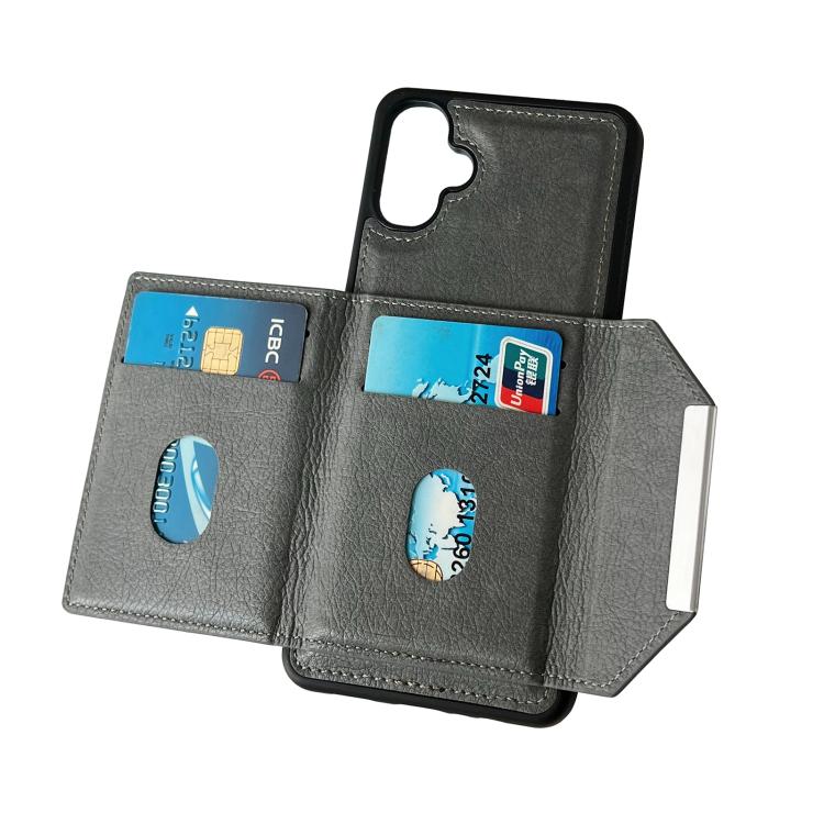 For Samsung Galaxy A06 4G / 5G Solid Color Metal Buckle Card Slots Bag Phone Case