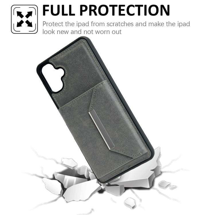 For Samsung Galaxy A06 4G / 5G Solid Color Metal Buckle Card Slots Bag Phone Case