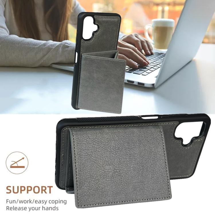 For Samsung Galaxy A06 4G / 5G Solid Color Metal Buckle Card Slots Bag Phone Case