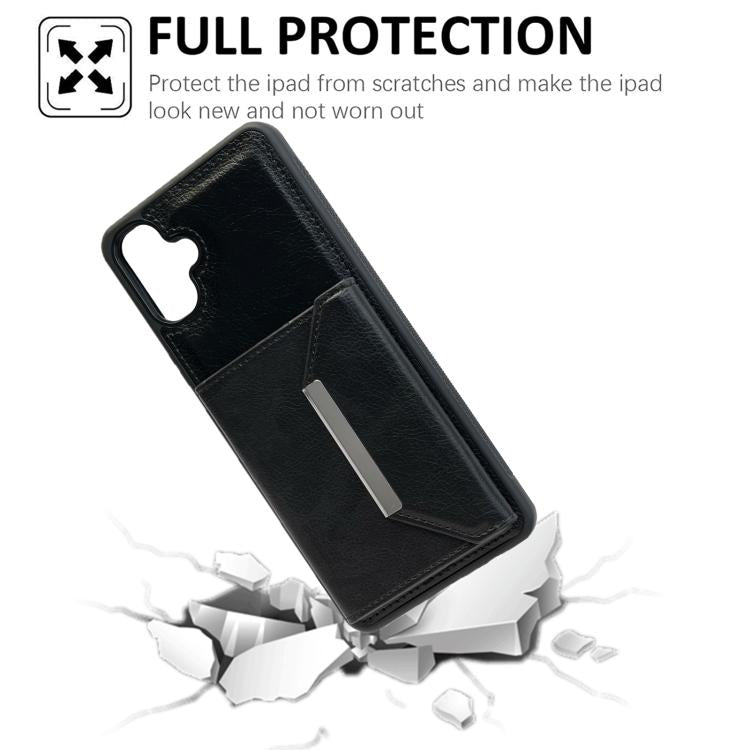 For Samsung Galaxy A06 4G / 5G Solid Color Metal Buckle Card Slots Bag Phone Case