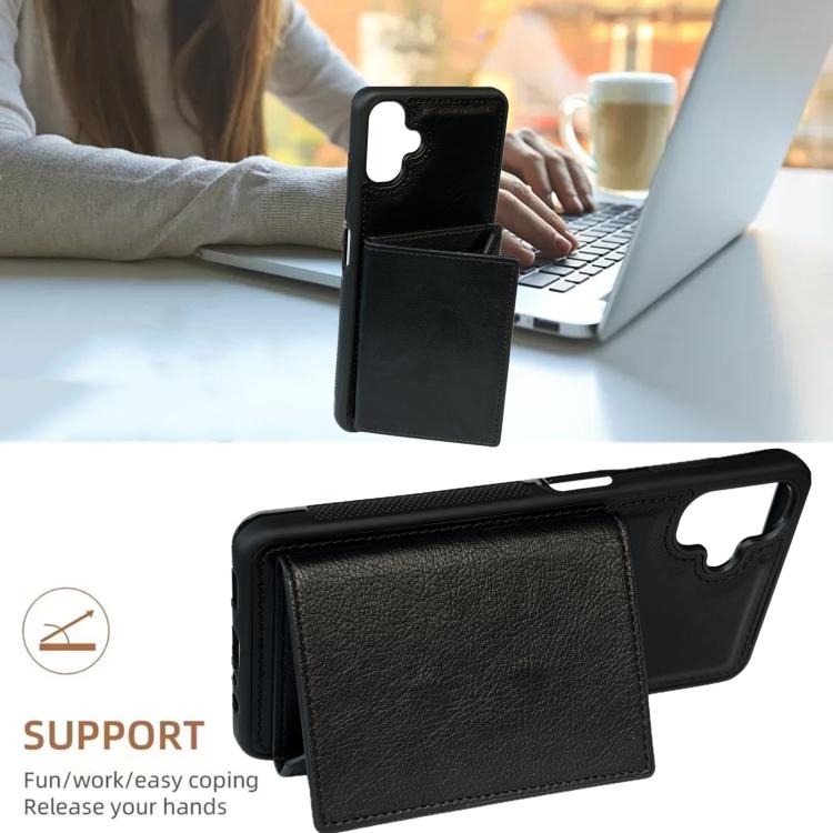 For Samsung Galaxy A06 4G / 5G Solid Color Metal Buckle Card Slots Bag Phone Case