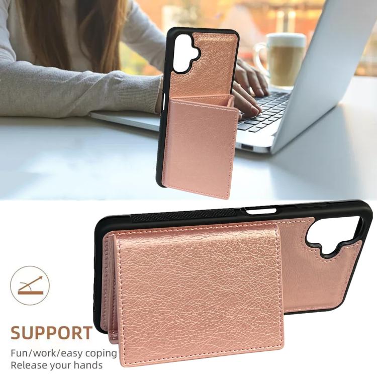 For Samsung Galaxy A06 4G / 5G Solid Color Metal Buckle Card Slots Bag Phone Case