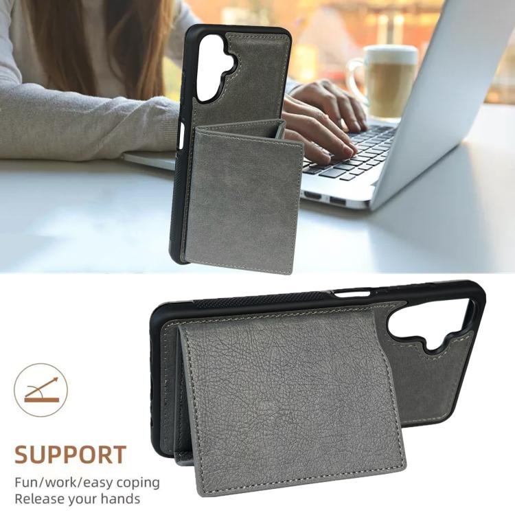 For Samsung Galaxy A26 5G Solid Color Metal Buckle Card Slots Bag Phone Case