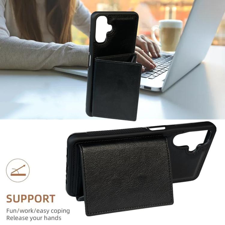 For Samsung Galaxy A36 5G Solid Color Metal Buckle Card Slots Bag Phone Case
