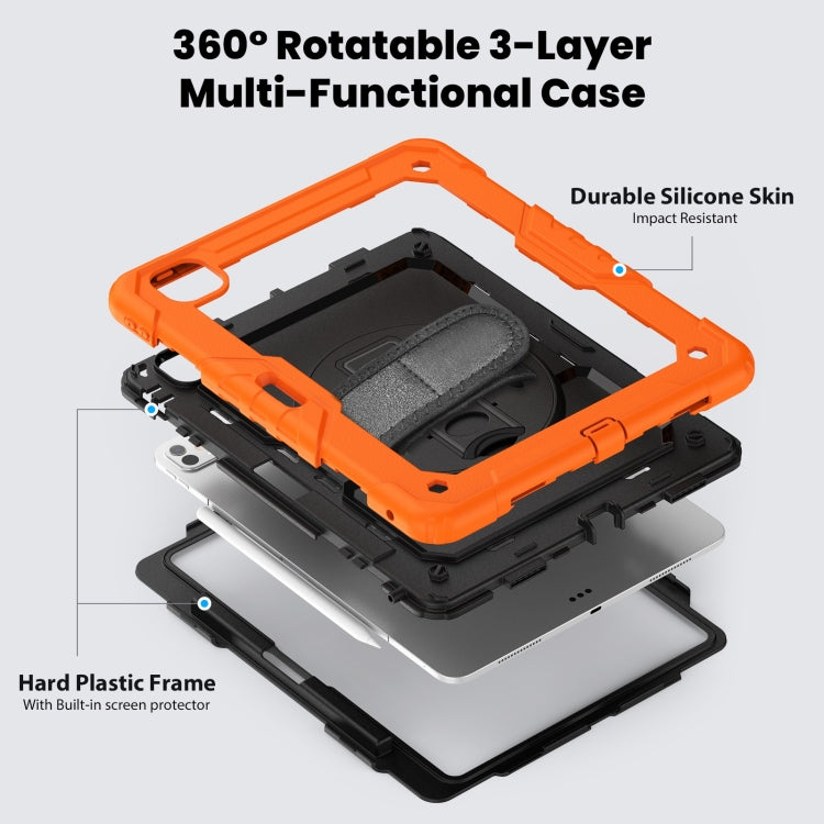 For iPad Pro 13 2025 / 2024 Turntable Holder Silicone Hybrid PC Tablet Case with Shoulder Strap