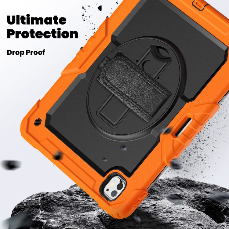 For iPad Pro 13 2025 / 2024 Turntable Holder Silicone Hybrid PC Tablet Case with Shoulder Strap