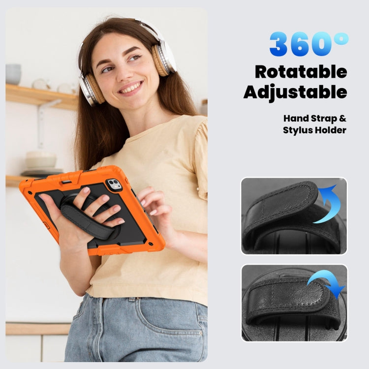 For iPad Pro 13 2025 / 2024 Turntable Holder Silicone Hybrid PC Tablet Case with Shoulder Strap