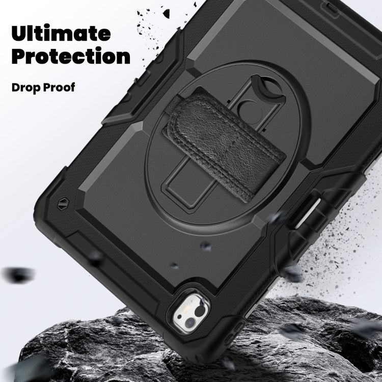 For iPad Pro 13 2025 / 2024 Turntable Holder Silicone Hybrid PC Tablet Case with Shoulder Strap