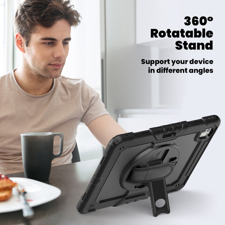 For iPad Pro 13 2025 / 2024 Turntable Holder Silicone Hybrid PC Tablet Case with Shoulder Strap
