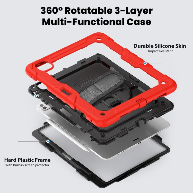 For iPad Pro 13 2025 / 2024 Turntable Holder Silicone Hybrid PC Tablet Case with Shoulder Strap