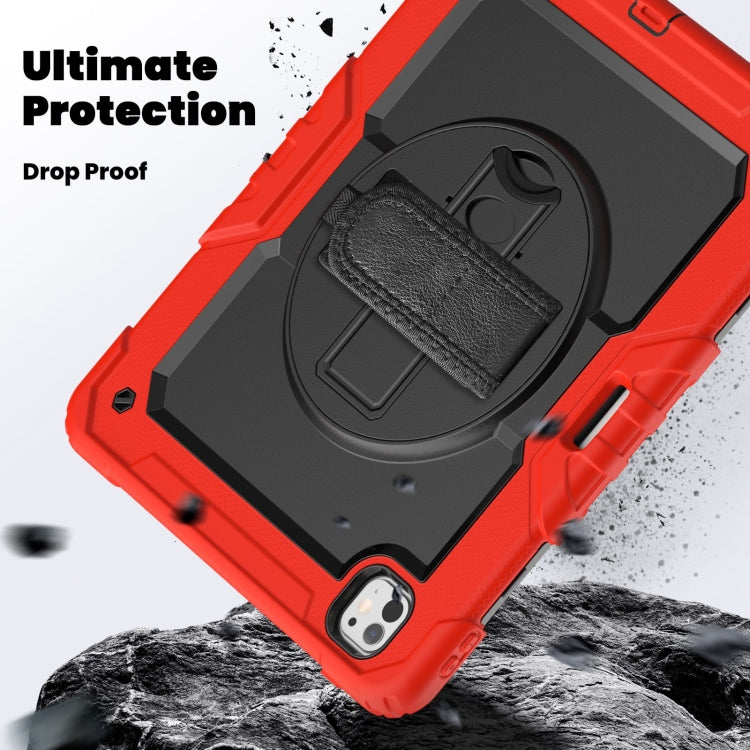 For iPad Pro 13 2025 / 2024 Turntable Holder Silicone Hybrid PC Tablet Case with Shoulder Strap