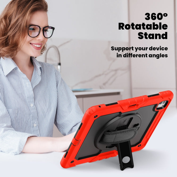 For iPad Pro 13 2025 / 2024 Turntable Holder Silicone Hybrid PC Tablet Case with Shoulder Strap