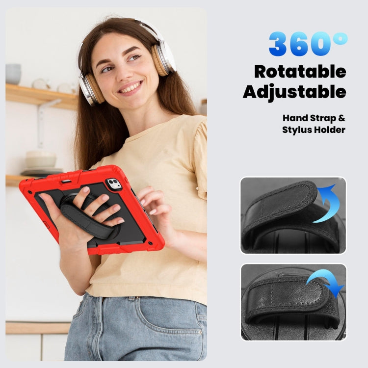 For iPad Pro 13 2025 / 2024 Turntable Holder Silicone Hybrid PC Tablet Case with Shoulder Strap