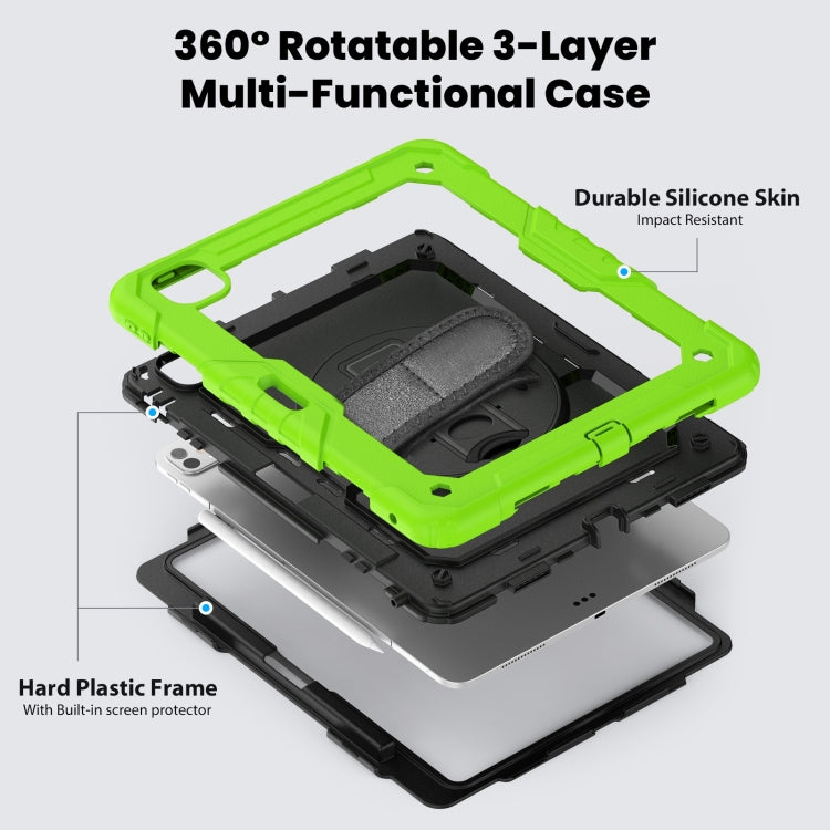 For iPad Pro 13 2025 / 2024 Turntable Holder Silicone Hybrid PC Tablet Case with Shoulder Strap
