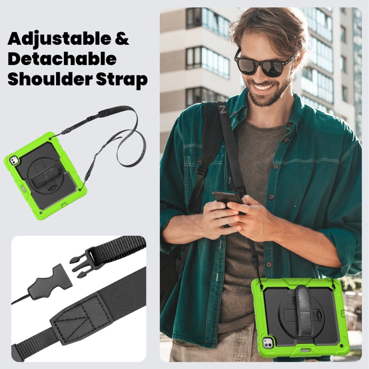 For iPad Pro 13 2025 / 2024 Turntable Holder Silicone Hybrid PC Tablet Case with Shoulder Strap