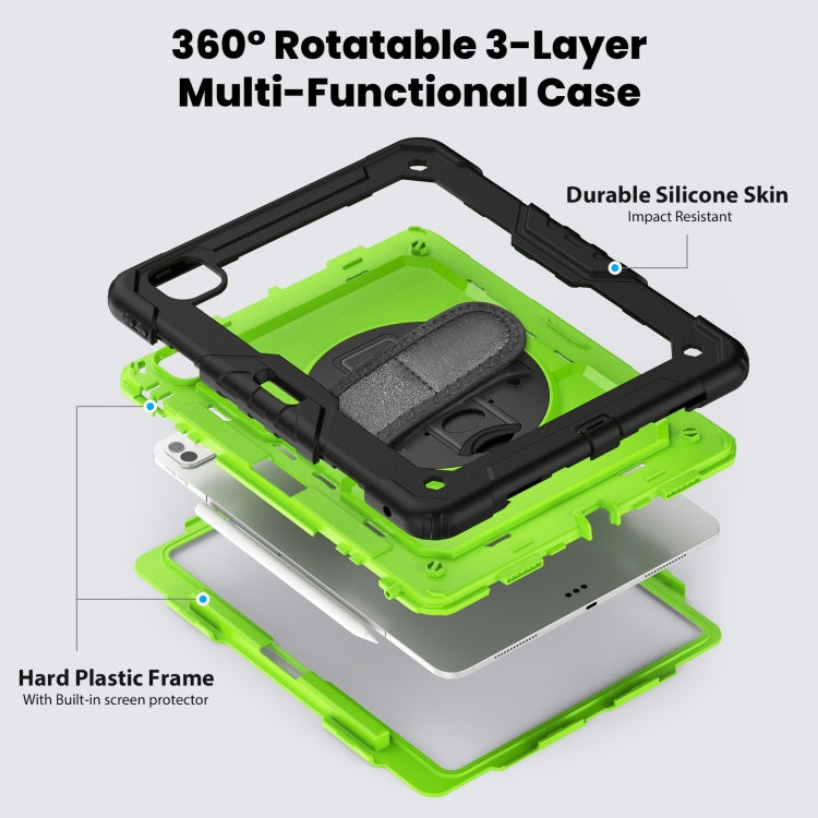 For iPad Pro 13 2025 / 2024 Turntable Holder Silicone Hybrid PC Tablet Case with Shoulder Strap