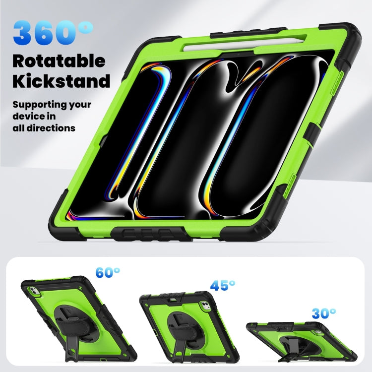 For iPad Pro 13 2025 / 2024 Turntable Holder Silicone Hybrid PC Tablet Case with Shoulder Strap