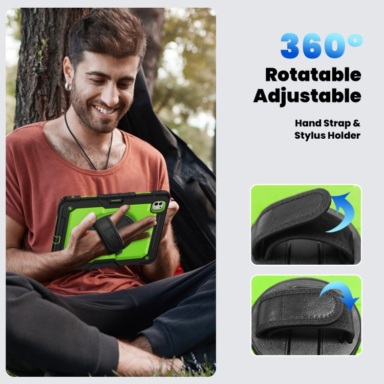For iPad Pro 13 2025 / 2024 Turntable Holder Silicone Hybrid PC Tablet Case with Shoulder Strap