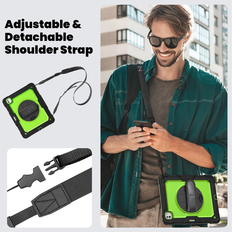 For iPad Pro 13 2025 / 2024 Turntable Holder Silicone Hybrid PC Tablet Case with Shoulder Strap
