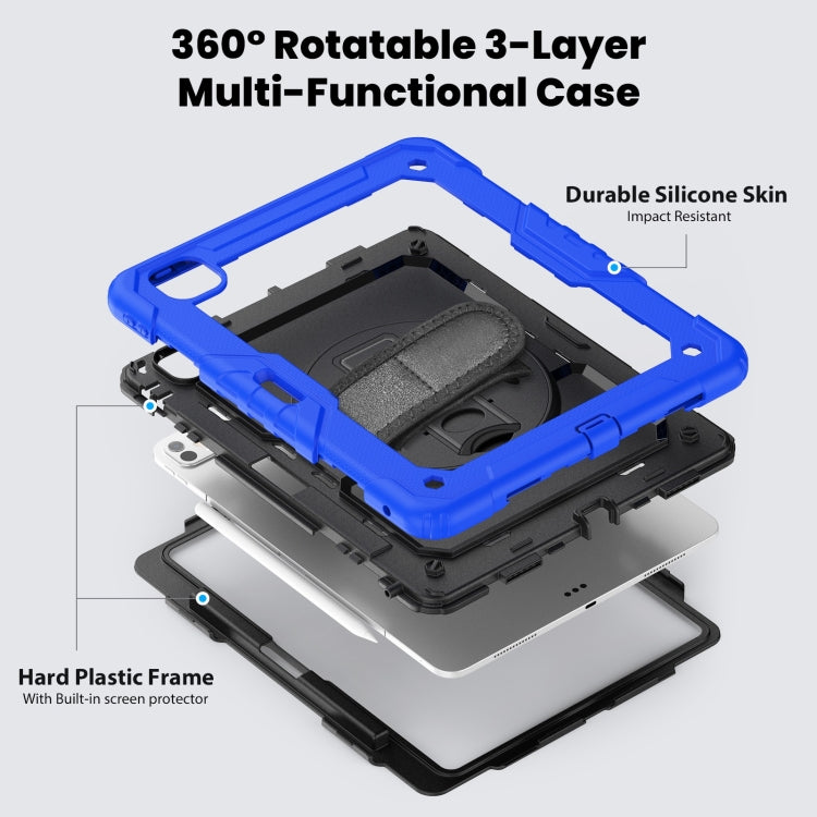For iPad Pro 13 2025 / 2024 Turntable Holder Silicone Hybrid PC Tablet Case with Shoulder Strap