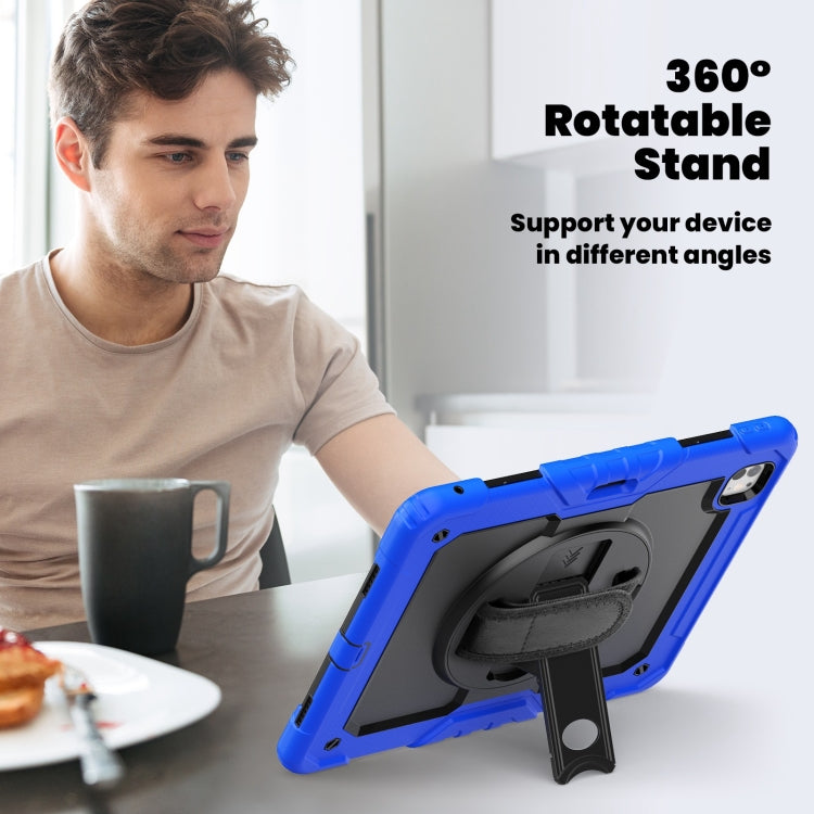 For iPad Pro 13 2025 / 2024 Turntable Holder Silicone Hybrid PC Tablet Case with Shoulder Strap