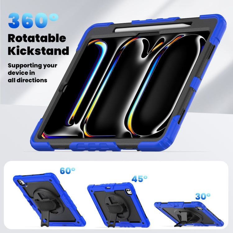 For iPad Pro 13 2025 / 2024 Turntable Holder Silicone Hybrid PC Tablet Case with Shoulder Strap