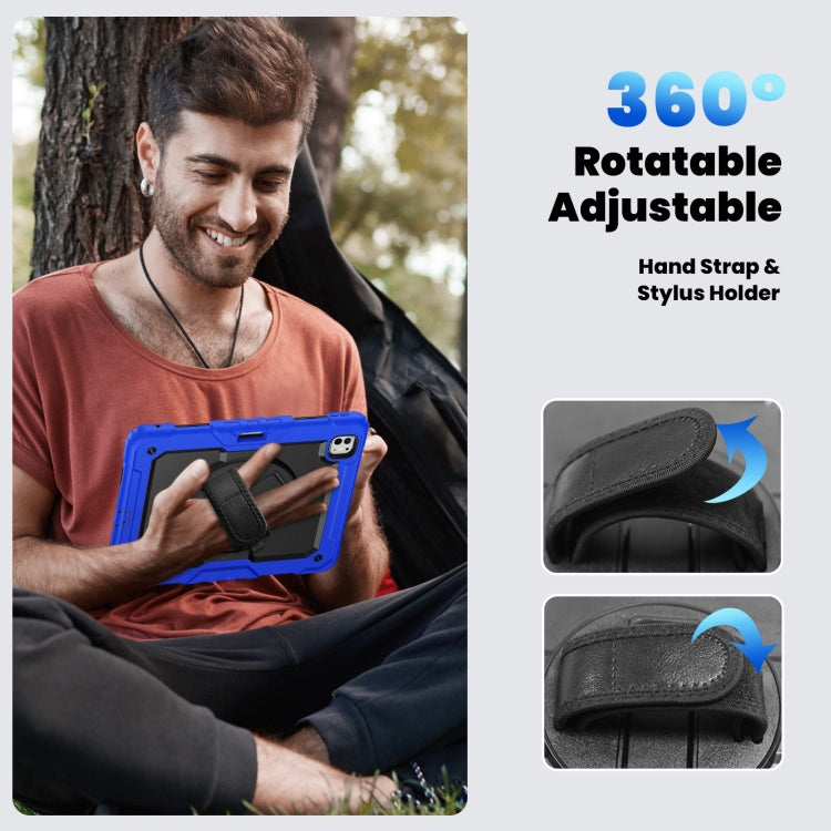 For iPad Pro 13 2025 / 2024 Turntable Holder Silicone Hybrid PC Tablet Case with Shoulder Strap