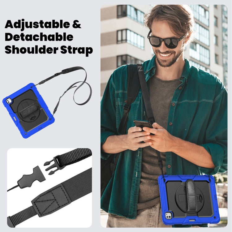 For iPad Pro 13 2025 / 2024 Turntable Holder Silicone Hybrid PC Tablet Case with Shoulder Strap