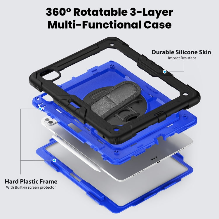 For iPad Pro 13 2025 / 2024 Turntable Holder Silicone Hybrid PC Tablet Case with Shoulder Strap