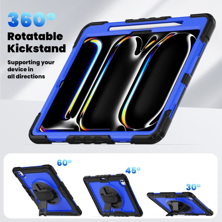 For iPad Pro 13 2025 / 2024 Turntable Holder Silicone Hybrid PC Tablet Case with Shoulder Strap