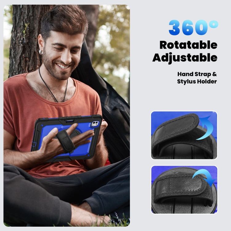 For iPad Pro 13 2025 / 2024 Turntable Holder Silicone Hybrid PC Tablet Case with Shoulder Strap