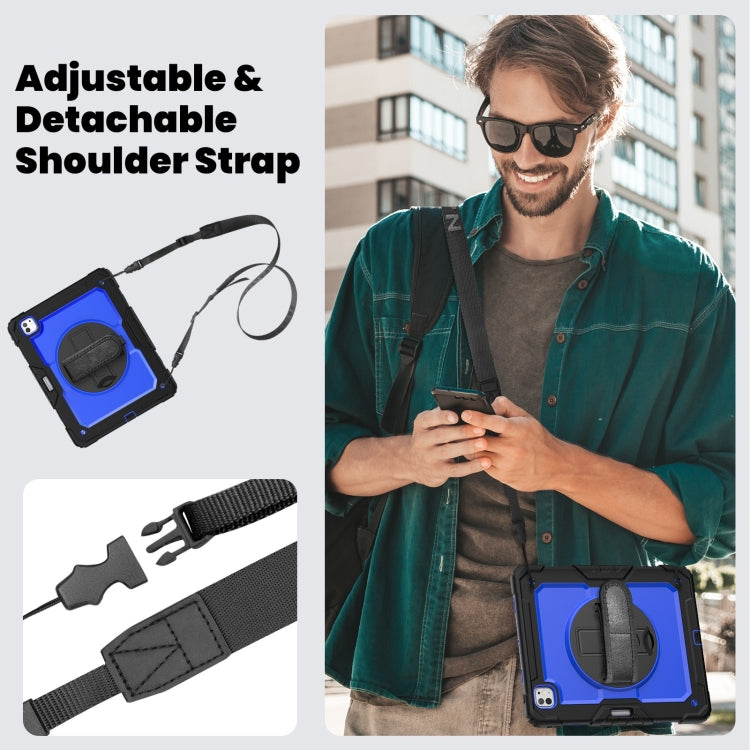 For iPad Pro 13 2025 / 2024 Turntable Holder Silicone Hybrid PC Tablet Case with Shoulder Strap