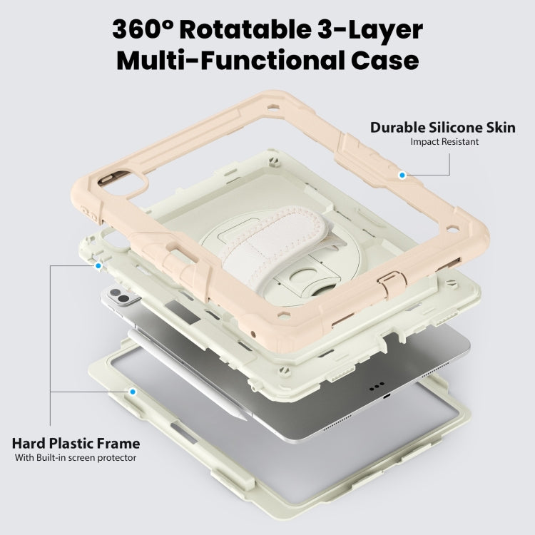 For iPad Pro 13 2025 / 2024 Turntable Holder Silicone Hybrid PC Tablet Case with Shoulder Strap