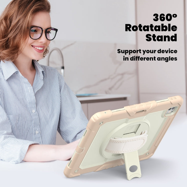 For iPad Pro 13 2025 / 2024 Turntable Holder Silicone Hybrid PC Tablet Case with Shoulder Strap