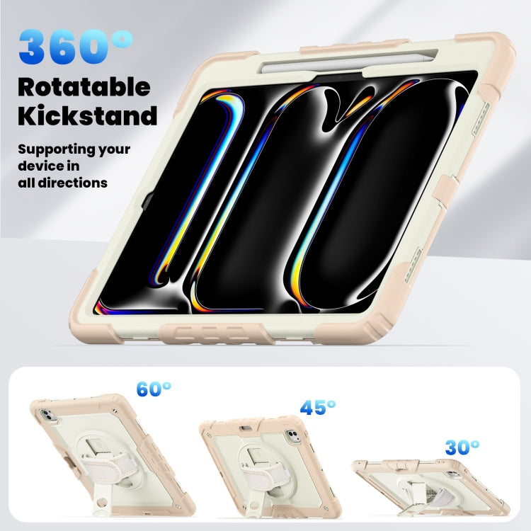 For iPad Pro 13 2025 / 2024 Turntable Holder Silicone Hybrid PC Tablet Case with Shoulder Strap