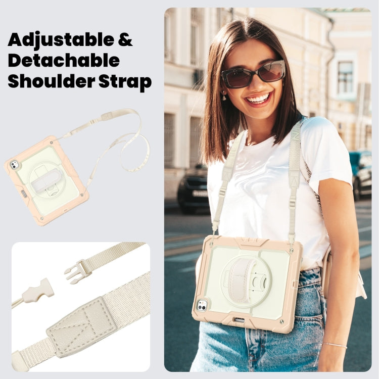 For iPad Pro 13 2025 / 2024 Turntable Holder Silicone Hybrid PC Tablet Case with Shoulder Strap