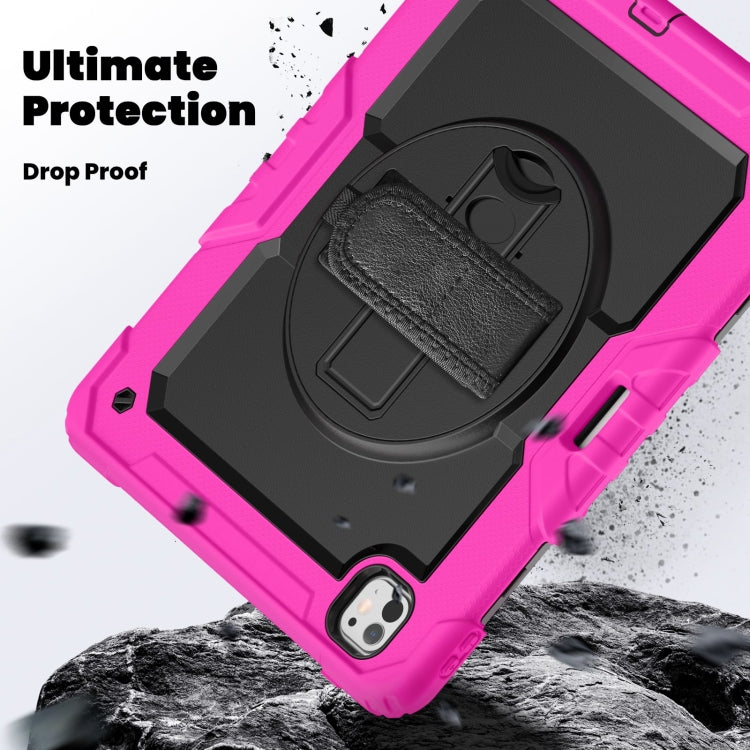 For iPad Pro 13 2025 / 2024 Turntable Holder Silicone Hybrid PC Tablet Case with Shoulder Strap