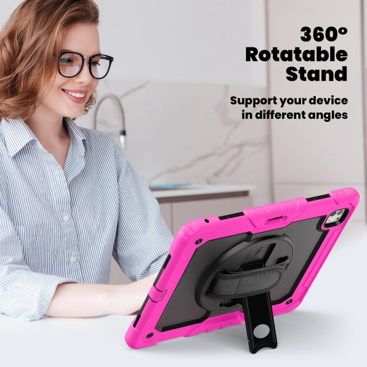 For iPad Pro 13 2025 / 2024 Turntable Holder Silicone Hybrid PC Tablet Case with Shoulder Strap