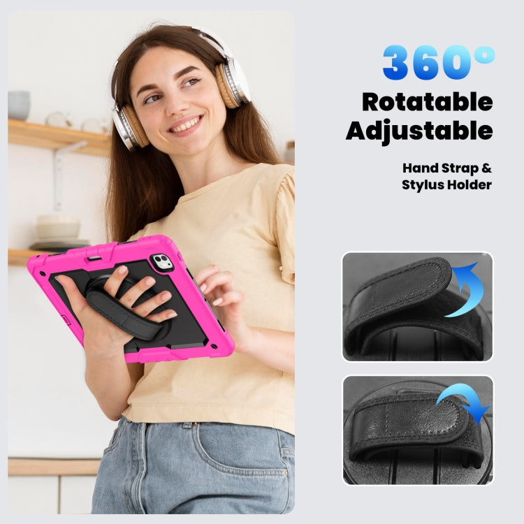 For iPad Pro 13 2025 / 2024 Turntable Holder Silicone Hybrid PC Tablet Case with Shoulder Strap