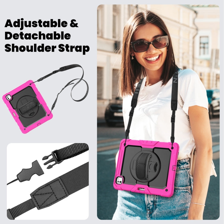 For iPad Pro 13 2025 / 2024 Turntable Holder Silicone Hybrid PC Tablet Case with Shoulder Strap