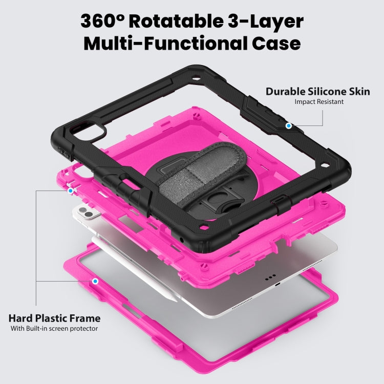 For iPad Pro 13 2025 / 2024 Turntable Holder Silicone Hybrid PC Tablet Case with Shoulder Strap