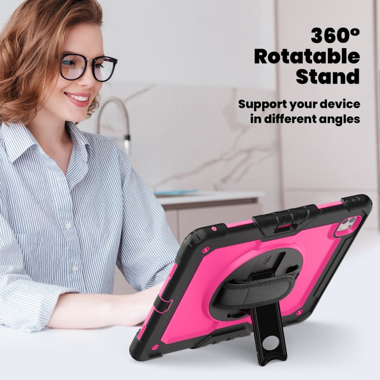 For iPad Pro 13 2025 / 2024 Turntable Holder Silicone Hybrid PC Tablet Case with Shoulder Strap