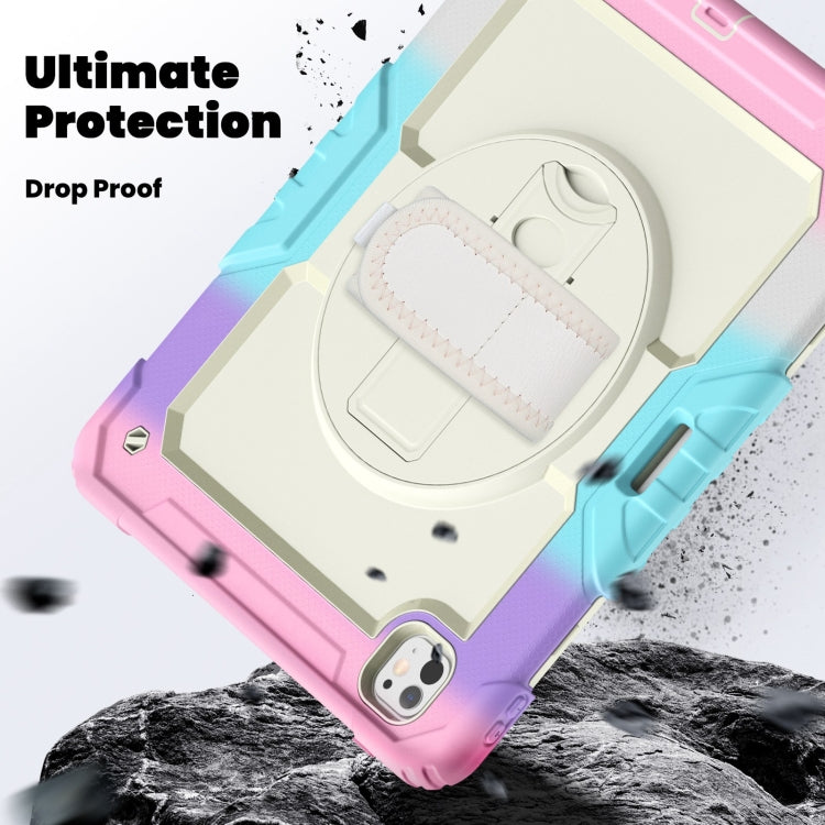 For iPad Pro 13 2025 / 2024 Turntable Holder Silicone Hybrid PC Tablet Case with Shoulder Strap