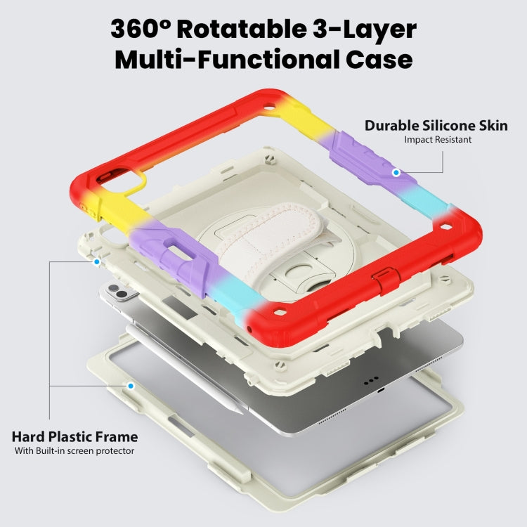 For iPad Pro 13 2025 / 2024 Turntable Holder Silicone Hybrid PC Tablet Case with Shoulder Strap