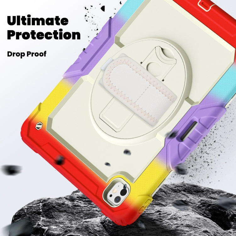 For iPad Pro 13 2025 / 2024 Turntable Holder Silicone Hybrid PC Tablet Case with Shoulder Strap