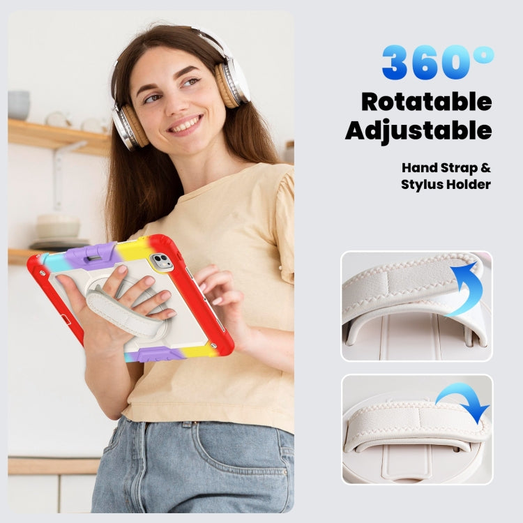 For iPad Pro 13 2025 / 2024 Turntable Holder Silicone Hybrid PC Tablet Case with Shoulder Strap