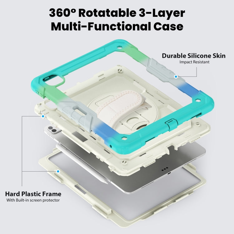 For iPad Pro 13 2025 / 2024 Turntable Holder Silicone Hybrid PC Tablet Case with Shoulder Strap